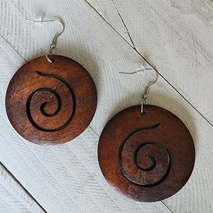 ROUND Wooden Earrings, Large Earrings, Trendy Earrings